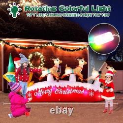Christmas Inflatables 10 FT Long Santa Sleigh and Reindeer Decor Built-in C