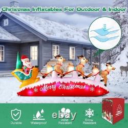 Christmas Inflatables 10 FT Long Santa Sleigh and Reindeer Decor Built-in C