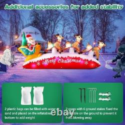 Christmas Inflatables 10 FT Long Santa Sleigh and Reindeer Decor Built-in C