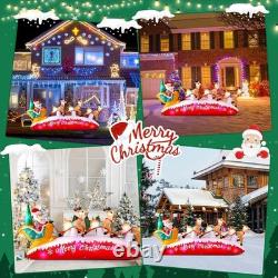 Christmas Inflatables 10 FT Long Santa Sleigh and Reindeer Decor Built-in C