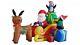 Christmas Inflatables 6ft Santa On Sleigh With Reindeer & Penguins Gift Box Decor