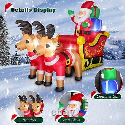 Christmas Inflatables Santa Claus on Sleigh with 2 Reindeers Outdoor Yard Decora