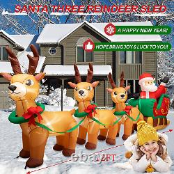 Christmas Inflatables Santa Claus on Sleigh with 3 Reindeer & Gift Boxes 12ft