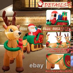 Christmas Inflatables Santa Claus on Sleigh with 3 Reindeer & Gift Boxes 12ft