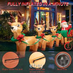 Christmas Inflatables Santa Claus on Sleigh with 3 Reindeer & Gift Boxes 12ft