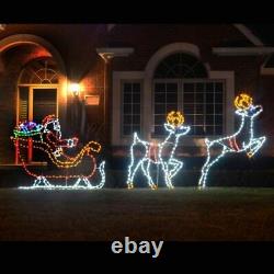 Christmas Light Display LED Santa Sleigh with Reindeer Outdoor Commercial Yard Art