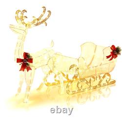 Christmas Light Reindeer and Santa Claus Sled Outdoor Xmas Light Courtyard Decor