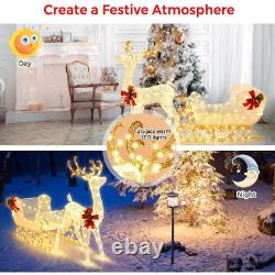 Christmas Light Reindeer and Santa Claus Sled Outdoor Xmas Light Courtyard Decor