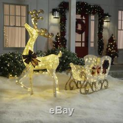 Christmas Light Santa Sleigh Reindeer Outdoor Yard Deer Decoration Holiday Decor