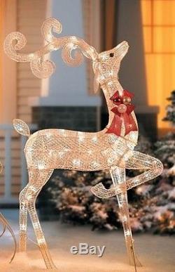 Christmas Lighted Santa Sleigh And Reindeer Yard Decor
