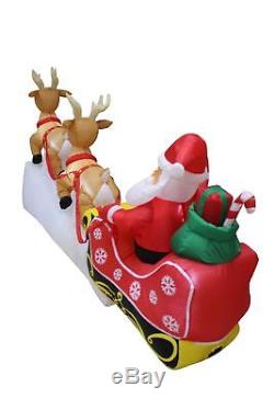Christmas Outdoor Santa Claus, Sleigh and 2 Reindeer Set Lighted Inflatable 8