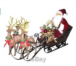 Christmas Outdoor Vintage Decoration Santa Doll Sleigh Reindeer Express Figurine