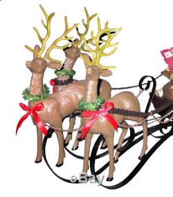 Christmas Outdoor Vintage Decoration Santa Doll Sleigh Reindeer Express Figurine