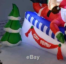 Christmas Pre-Lit Santa Reindeer Sleigh Inflatable LED Light Xmas Decoration NEW
