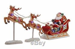 Christmas Reindeer Pulling Sleigh With Santa LED Light Xmas Holyday Decor Corded