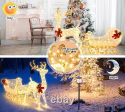 Christmas Reindeer Santa Sleigh LED Lights Outdoor Yard Decoration 2 Piece 6FT