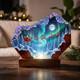 Christmas Resin Lamp Santa Sleigh Reindeer Led Night Light Handmade Winter Decor