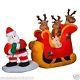 Christmas Santa Claus Pulling Sleigh With Reindeer Lighted Yard Decor