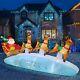 Christmas Santa Claus Reindeer Sleigh Airblown Inflatable Blow Up Decor Xmas Led
