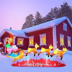 Christmas Santa Claus Reindeer Sleigh Airblown Inflatable Blow Up Decor Xmas LED