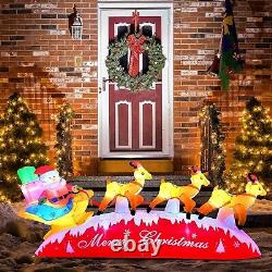 Christmas Santa Claus Reindeer Sleigh Airblown Inflatable Blow Up Decor Xmas LED