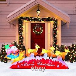 Christmas Santa Claus Reindeer Sleigh Airblown Inflatable Blow Up Decor Xmas LED