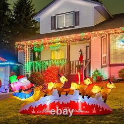 Christmas Santa Claus Reindeer Sleigh Airblown Inflatable Blow Up Decor Xmas LED