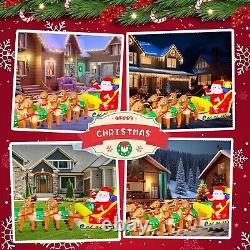Christmas Santa Claus Sleigh Reindeers Airblown Inflatable Decor BlowUp Xmas LED