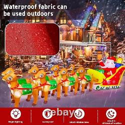 Christmas Santa Claus Sleigh Reindeers Airblown Inflatable Decor BlowUp Xmas LED