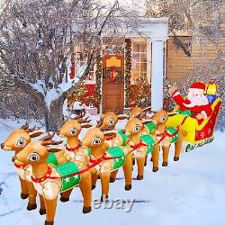 Christmas Santa Claus Sleigh Reindeers Airblown Inflatable Decor BlowUp Xmas LED