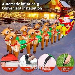 Christmas Santa Claus Sleigh Reindeers Airblown Inflatable Decor BlowUp Xmas LED