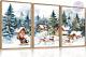 Christmas Santa Sleigh Deer Framed Canvas Wall Art Set, Christmas Reindeer Snow
