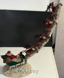 Christmas Santa Sleigh + Flying Reindeer 16x16x5.25 Sculpture Jaimy'93