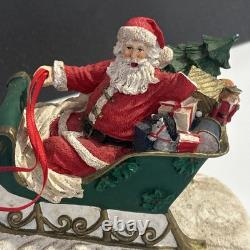 Christmas Santa Sleigh + Flying Reindeer 16x16x5.25 Sculpture Jaimy'93