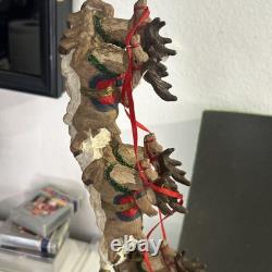 Christmas Santa Sleigh + Flying Reindeer 16x16x5.25 Sculpture Jaimy'93