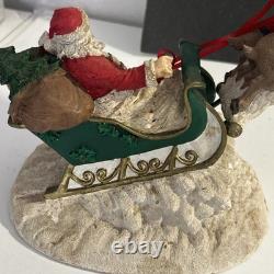 Christmas Santa Sleigh + Flying Reindeer 16x16x5.25 Sculpture Jaimy'93