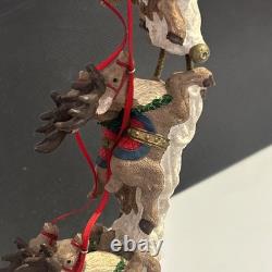 Christmas Santa Sleigh + Flying Reindeer 16x16x5.25 Sculpture Jaimy'93