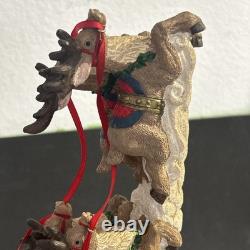 Christmas Santa Sleigh + Flying Reindeer 16x16x5.25 Sculpture Jaimy'93