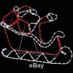 Christmas Santa Sleigh Reindeer Silhouette LED Rope Festive Holiday Prelit 11ft