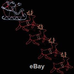 Christmas Santa Sleigh Reindeer Silhouette LED Rope Festive Holiday Prelit 11ft