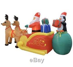 Christmas Santa Sleigh Reindeer Sled Airblown Inflatable Giant Sized14 Ft Huge