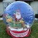Christmas Snow Globe Santa Sleigh Reindeer Inflatable Light Up / Gemmy 2005