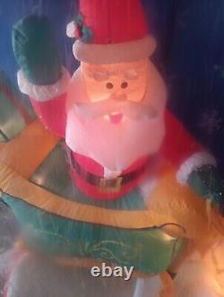 Christmas Snow Globe Santa Sleigh Reindeer Inflatable light up / Gemmy 2005