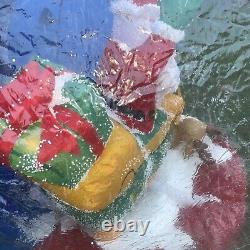 Christmas Snow Globe Santa Sleigh Reindeer Inflatable light up / Gemmy 2005