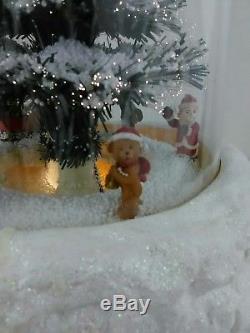 Christmas Tree Air Blow Snow Globe Music Box Fiber Optic Santa Sleigh Reindeer