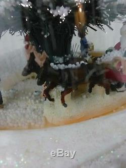 Christmas Tree Air Blow Snow Globe Music Box Fiber Optic Santa Sleigh Reindeer