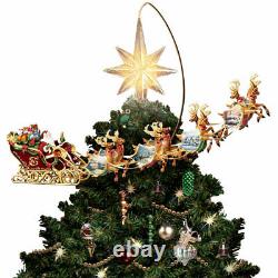 Christmas Tree Topper Animated Illuminated Thomas Kinkade Santa Sleigh Reindeer