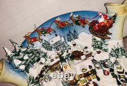 Christmas Village Sculpture Decoration Lights Music Artist Santa Sleigh Reindeer
