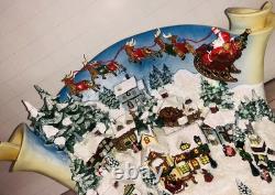 Christmas Village Sculpture Decoration Lights Music Artist Santa Sleigh Reindeer