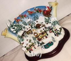 Christmas Village Sculpture Decoration Lights Music Artist Santa Sleigh Reindeer